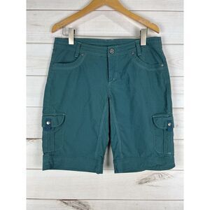 Kuhl Shorts Womens 12 Green Cargo Pocket Hiking Walking Outdoors Bermuda